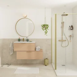 GoodHome Miroir salle de bains rond diamètre 80 cm Tisa doré