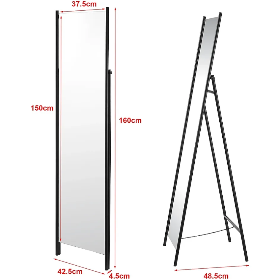 Helloshop26 Miroir sur pied 160 x 43 noir* Miroir Simple