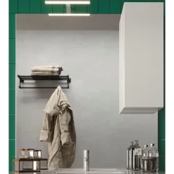 Meublorama Miroir VITARIO Blanc brillant design avec rangement L100 x H110 x P18 cm* Miroir Simple