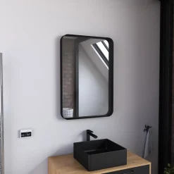 Aurlane Miroir 80x45- Cadre en aluminium laque noir mat - UBY