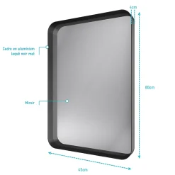 Aurlane Miroir 80x45- Cadre en aluminium laque noir mat - UBY