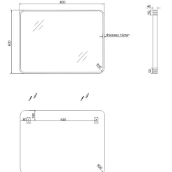 Essebagno Miroir 80x60 noir mat Muséa* Miroir Simple
