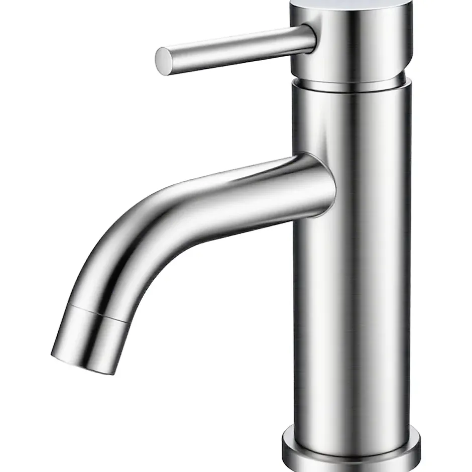 AICA Sanitaire Mitigeur acier inoxydable 304, pour cuisine/salle de bain/lavabo/toilettes invités, avec tuyau, eau chaude/froide, argent* Robinet Lavabo Et Vasque