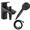 Hansgrohe Mitigeur baignoire mécanique Logis C2 + pack pommeau Pulsify Select 3 jets EcoSmart + flexible Isiflex 160 cm noir mat* Robinet De Baignoire