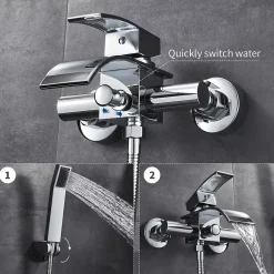Auralum Max Mitigeur baignoire avec douchette Salle de Bain Robinet de baignoire Douchette Chrome