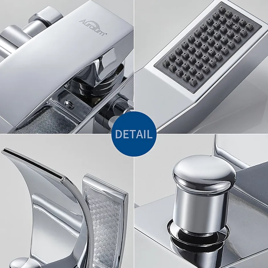 Auralum Max Mitigeur baignoire avec douchette Salle de Bain Robinet de baignoire Douchette Chrome