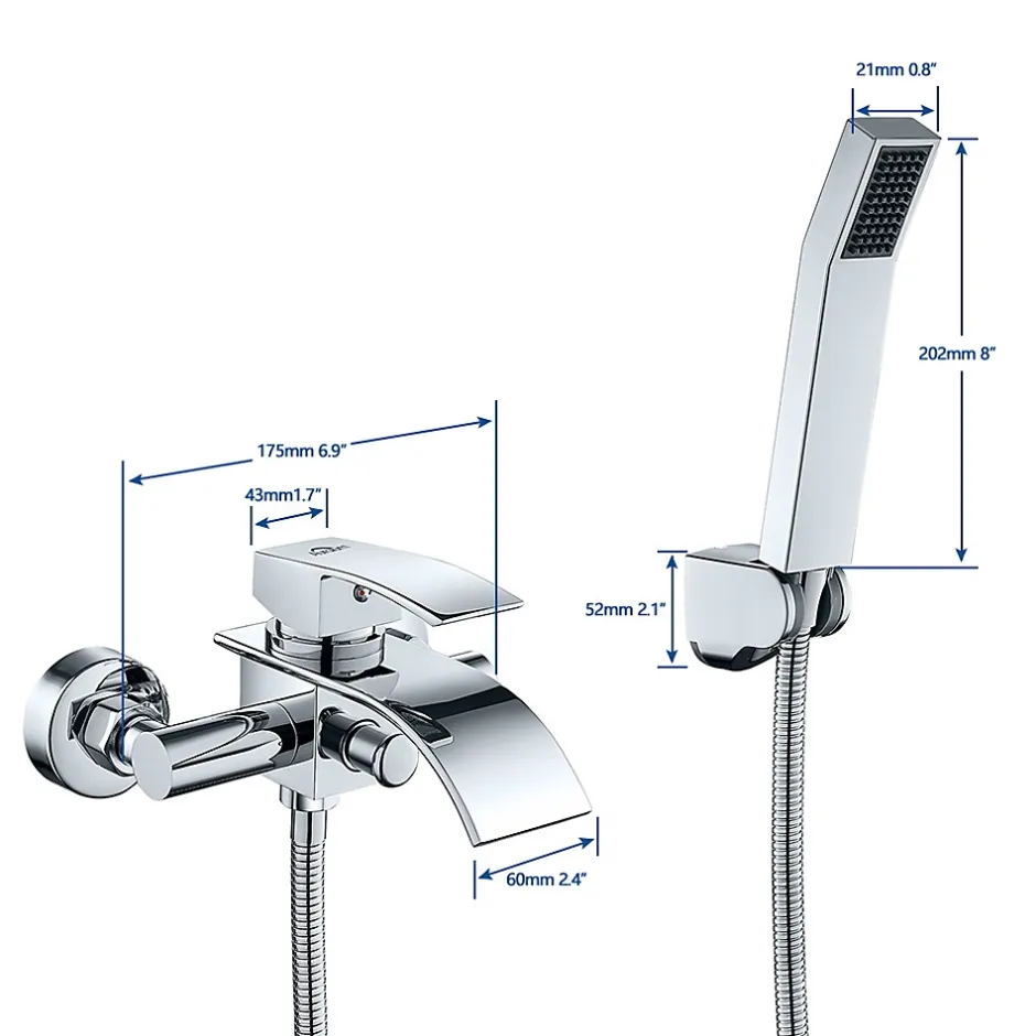 Auralum Max Mitigeur baignoire avec douchette Salle de Bain Robinet de baignoire Douchette Chrome