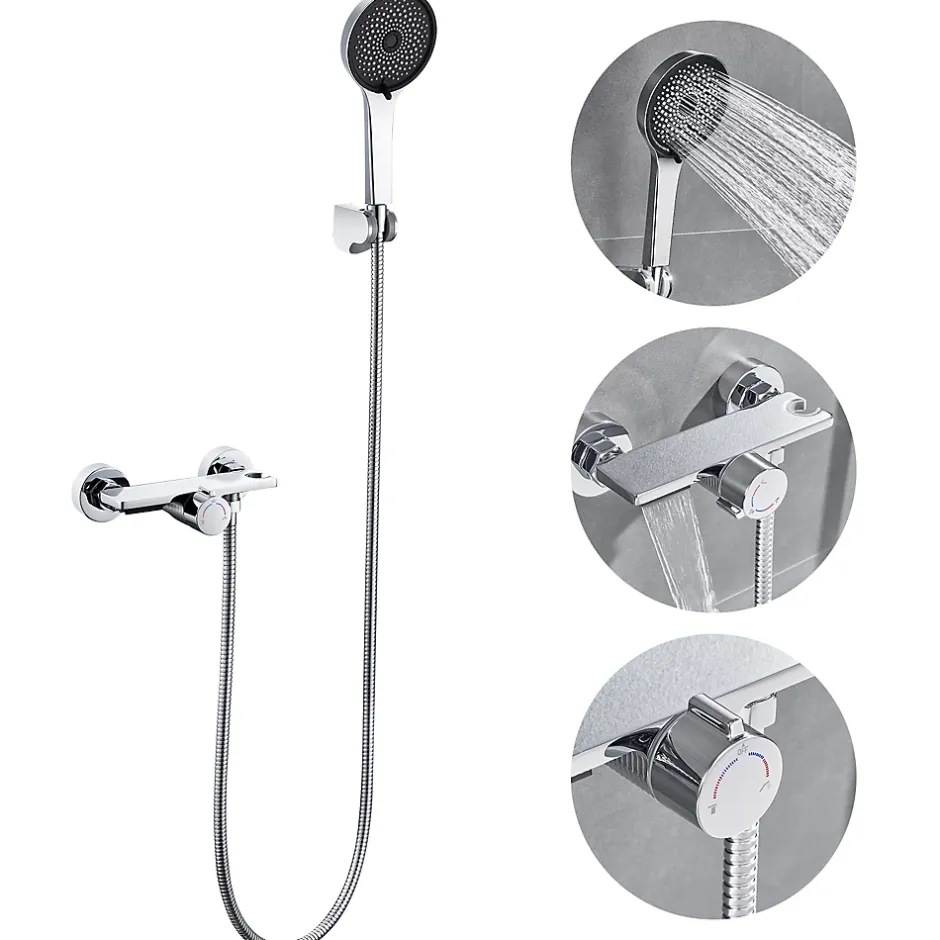 Auralum Max Mitigeur baignoire avec douchette Salle de Bain Robinet de baignoire avec 5 Fonctions Douchette Chrome