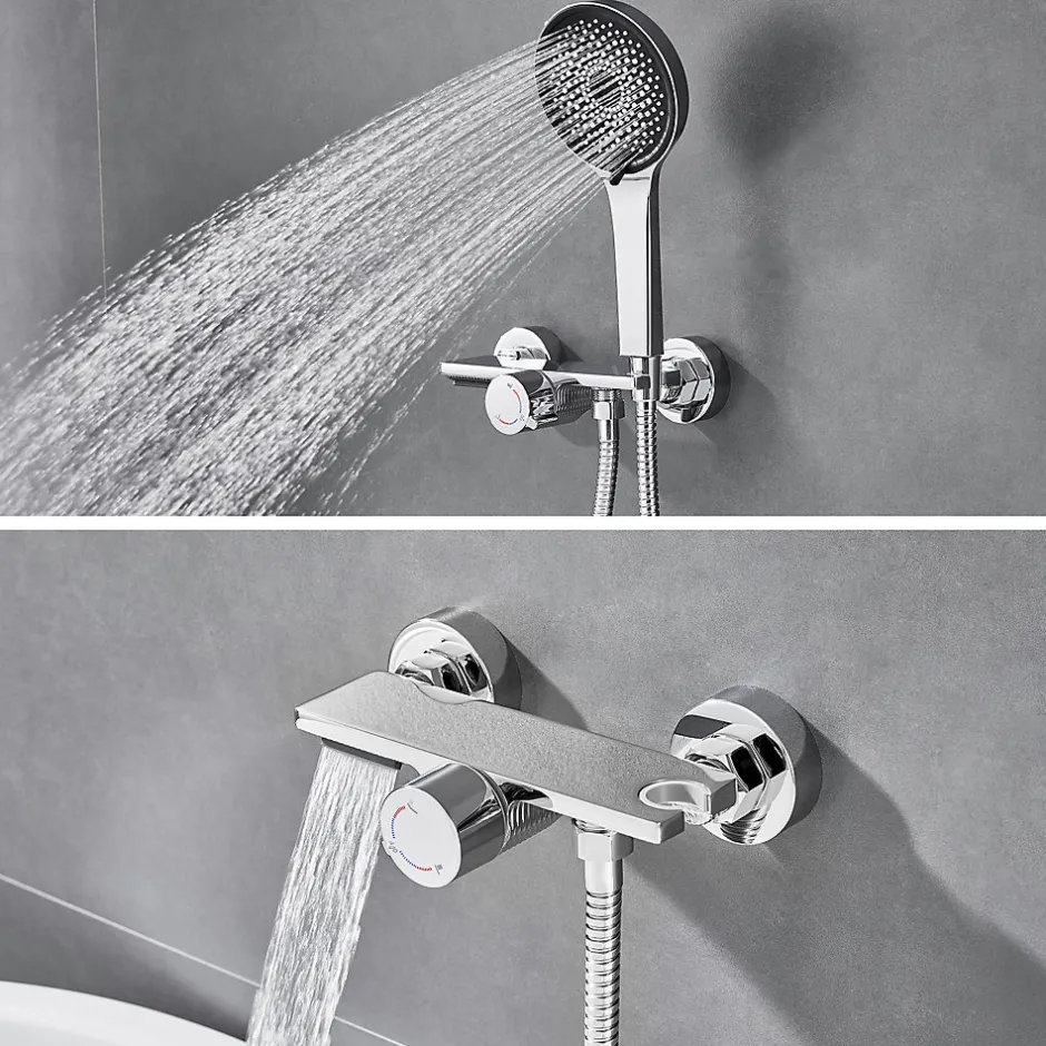 Auralum Max Mitigeur baignoire avec douchette Salle de Bain Robinet de baignoire avec 5 Fonctions Douchette Chrome
