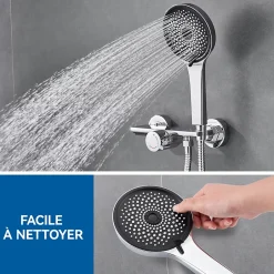 Auralum Max Mitigeur baignoire avec douchette Salle de Bain Robinet de baignoire avec 5 Fonctions Douchette Chrome