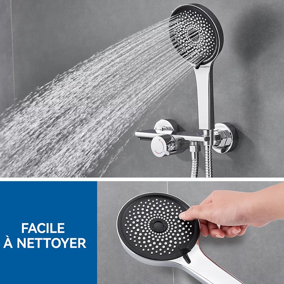 Auralum Max Mitigeur baignoire avec douchette Salle de Bain Robinet de baignoire avec 5 Fonctions Douchette Chrome