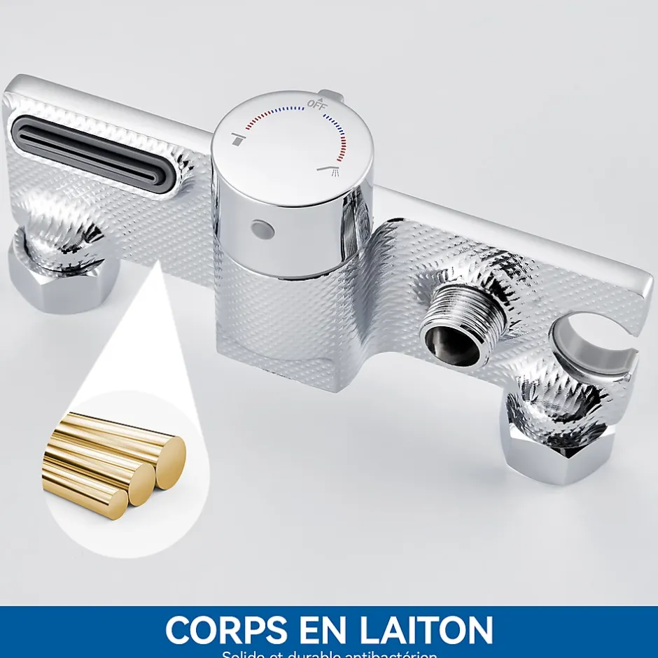 Auralum Max Mitigeur baignoire avec douchette Salle de Bain Robinet de baignoire avec 5 Fonctions Douchette Chrome