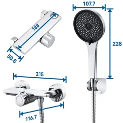 Auralum Max Mitigeur baignoire avec douchette Salle de Bain Robinet de baignoire avec 5 Fonctions Douchette Chrome