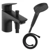 Hansgrohe Mitigeur baignoire mécanique Logis C2 + pack pommeau Vernis Blend 2 jets EcoSmart + flexible Isiflex 160 cm noir mat* Robinet De Baignoire