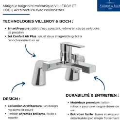 Villeroy & Boch Mitigeur baignoire mécanique VILLEROY ET BOCH Architectura avec colonnettes* Robinet De Baignoire