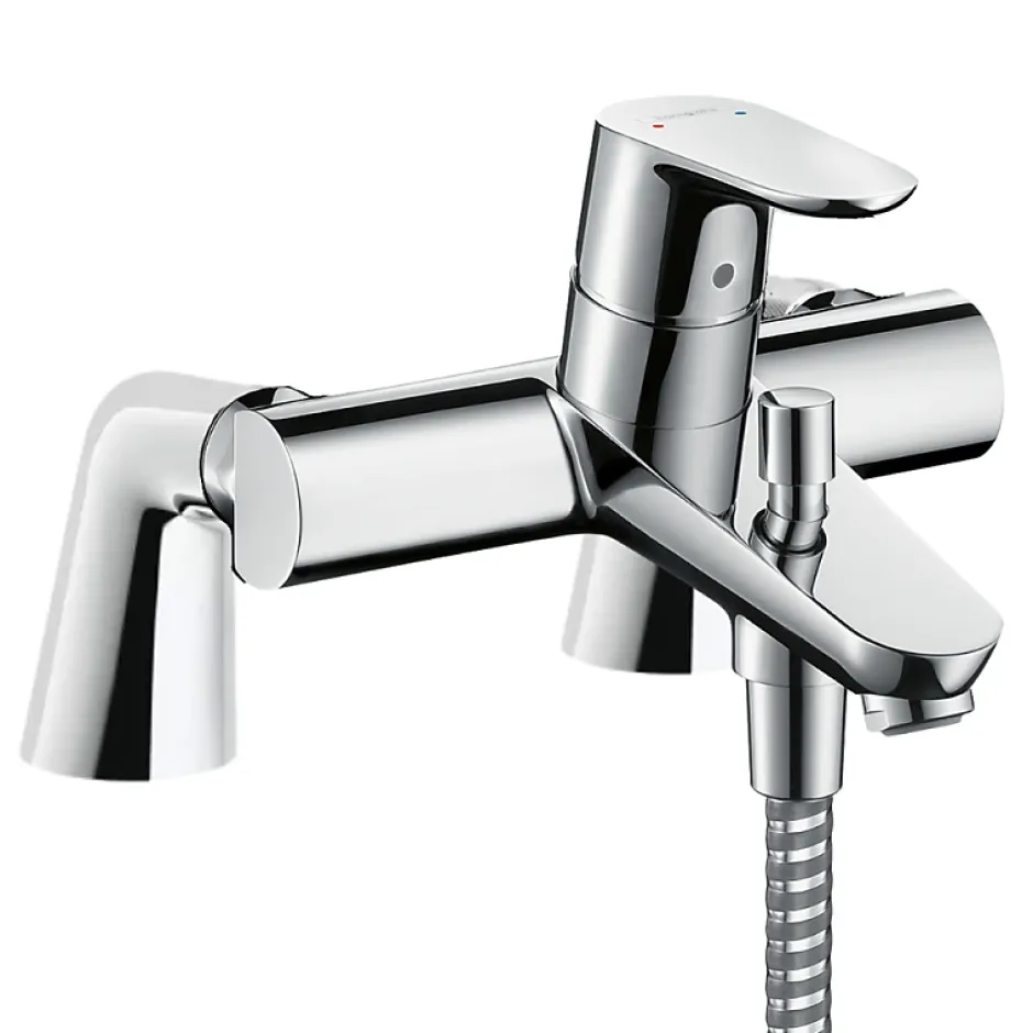 Hansgrohe Mitigeur baignoire mécanique Focus C2 chromé avec colonnettes* Robinet De Baignoire