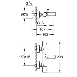 Grohe Mitigeur baignoire thermostatique Precision Get + Colonnettes Luxe chromé* Robinet De Baignoire
