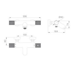 Imex Products Mitigeur baignoiredouche thermostatique chrome en laiton et zamac avec douchette