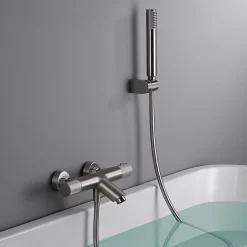 Imex Products Mitigeur baignoiredouche thermostatique nickel brosse en laiton et zamak