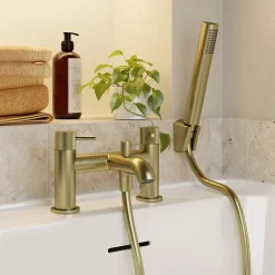 GoodHome Mitigeur bain douche + douchette, laiton doré, Owens