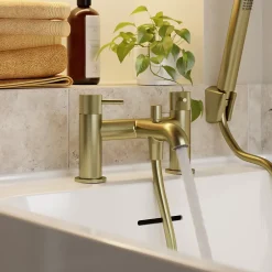 GoodHome Mitigeur bain douche + douchette, laiton doré, Owens