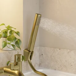 GoodHome Mitigeur bain douche + douchette, laiton doré, Owens