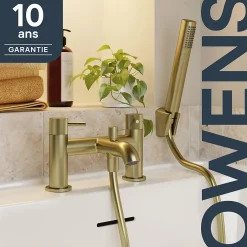GoodHome Mitigeur bain douche + douchette, laiton doré, Owens