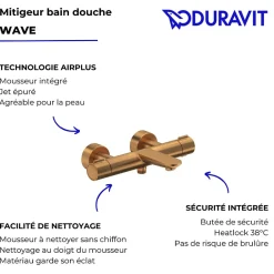 Duravit Mitigeur bain douche thermostatique Wave bronze brossé* Robinet De Baignoire