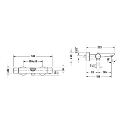 Duravit Mitigeur bain douche thermostatique Wave bronze brossé* Robinet De Baignoire