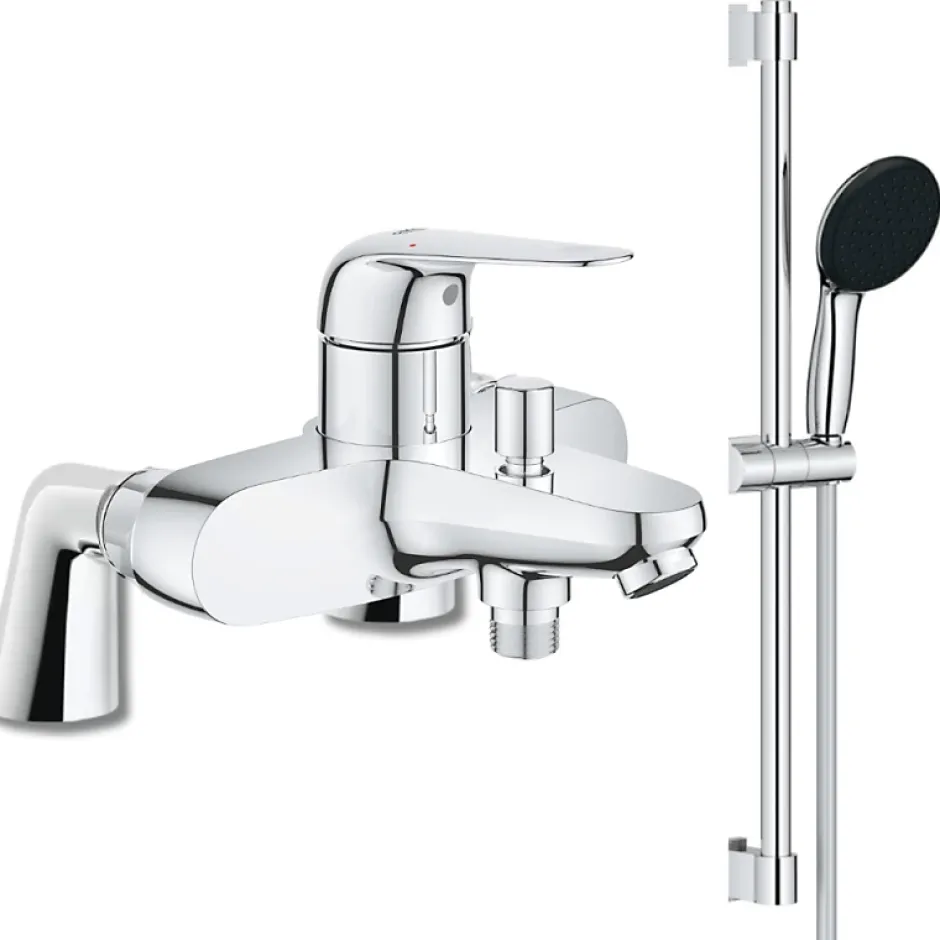 Grohe Mitigeur bain mécanique Bauloop avec ensemble de douche Vitalio Start avec colonnettes* Robinet De Baignoire