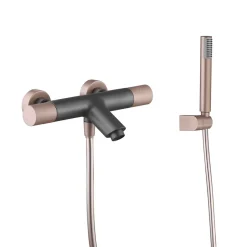 Imex Mitigeur Bain/Douche Anti-Calcaire Thermostatique Gris et Champagne LINE BTD038-4GC* Robinet De Baignoire