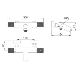 Imex Mitigeur Bain/Douche Anti-Calcaire Thermostatique Or Brossé LINE BTD038-4OC* Robinet De Baignoire