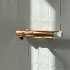 Essebagno Mitigeur bain-douche cuivre et marbre blanc Manopola