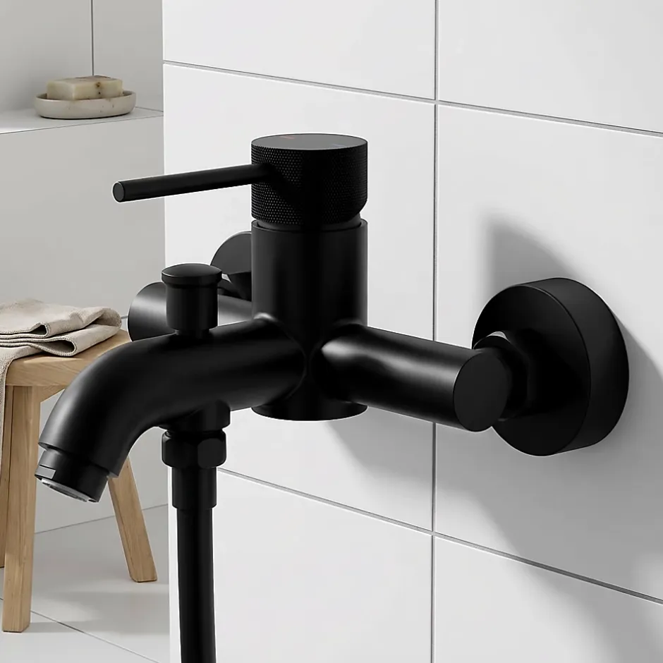 GoodHome Mitigeur bain/douche mécanique noir mat, Owens* Robinet De Baignoire