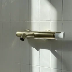 Essebagno Mitigeur bain-douche mécanique, doré et marbre blanc, Manopola* Robinet De Baignoire