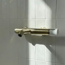 Essebagno Mitigeur bain-douche mécanique, doré et marbre blanc, Manopola* Robinet De Baignoire