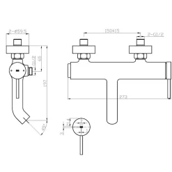 Essebagno Mitigeur bain-douche mécanique gun métal Luisa* Robinet De Baignoire