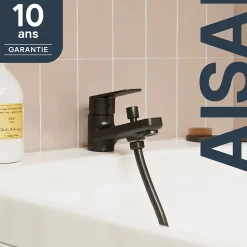 GoodHome Mitigeur bain/douche monotrou, noir, Aisai