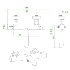 Essebagno Mitigeur bain-douche thermostatique or brossé Luisa