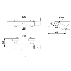 Imex Mitigeur Bain/Douche Thermostatique Anti-Calcaire Or Brossé MONZA BTM039-4OC* Robinet De Baignoire