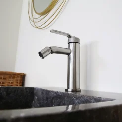Essebagno Mitigeur bidet bas façon inox Molette