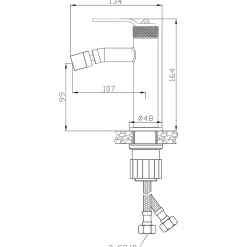 Essebagno Mitigeur bidet bas façon inox Molette