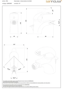 Sanindusa Mitigeur bidet bec orientable Alfa chrome livré avec fixation 2 flexibles
