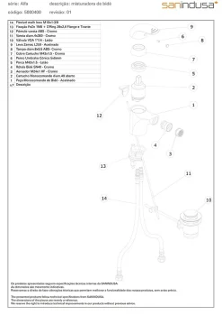 Sanindusa Mitigeur bidet bec orientable Alfa chrome livré avec fixation 2 flexibles