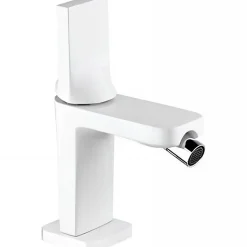 Sanindusa Mitigeur bidet design plat épuré contemporain Alfa Line 42 blanc et chrome livré avec 2 flexibles* Robinet De Bidet