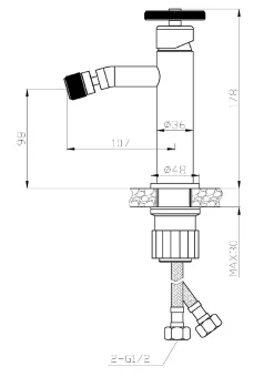 Essebagno Mitigeur bidet noir Indus