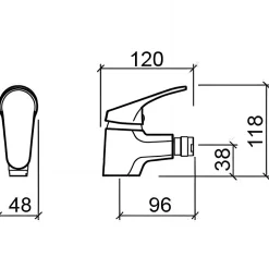 Sanindusa Mitigeur bidet Cetus Basic chromé livré avec 2 flexibles