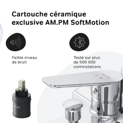 Am.Pm Europe Mitigeur de baignoire mécanique Robinet de baignoire, mitigeur salle de bain, Chromé, FTA10000 Hit AM.PM* Robinet De Baignoire
