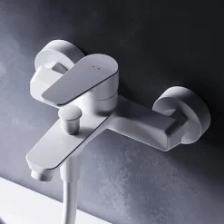 Am.Pm Europe Mitigeur de baignoire mécanique Robinet de baignoire, mitigeur salle de bain, Blanc FTA10033 Hit AM.PM