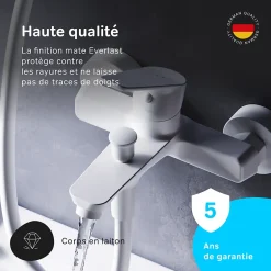 Am.Pm Europe Mitigeur de baignoire mécanique Robinet de baignoire, mitigeur salle de bain, Blanc FTA10033 Hit AM.PM